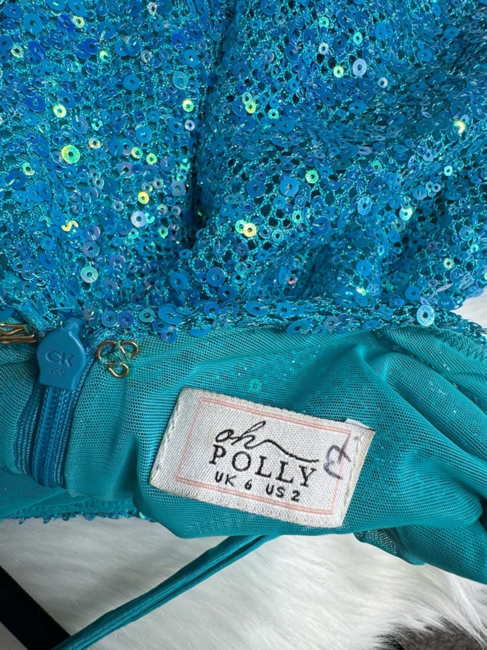 OH POLLY Joella Embellished Cut-Out Halterneck Maxi Dress in Turquoise 2 - Picture 5 of 5